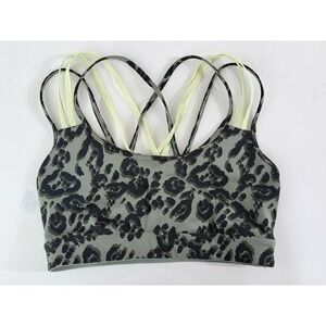 Victoria Sport Strappy Bra S Green Black Animal Print Active Gym